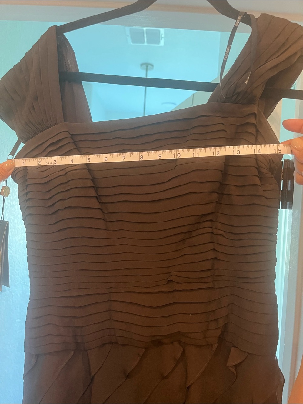 Tadashi Shoji Brown Tiered Ruffle Maxi Dress - Picture 12 of 12